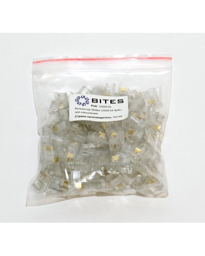 US010A (100шт). Телефонный разъем 4P4C (RJ-11). 5bites в Ростове-на-Дону