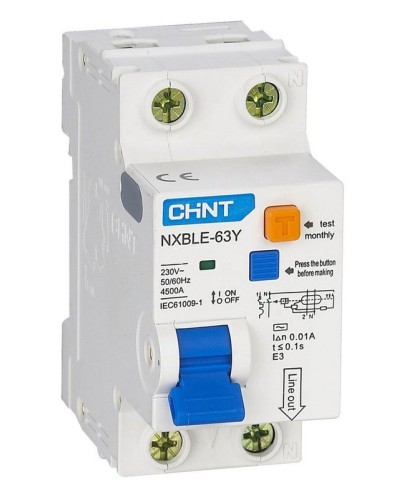 NXBLE-63Y (R) 1п+N C 6А 30мА электронный тип AC 4.5кА CHINT (105540). Автоматический выключатель дифференциального тока. CHINT в Ростове-на-Дону