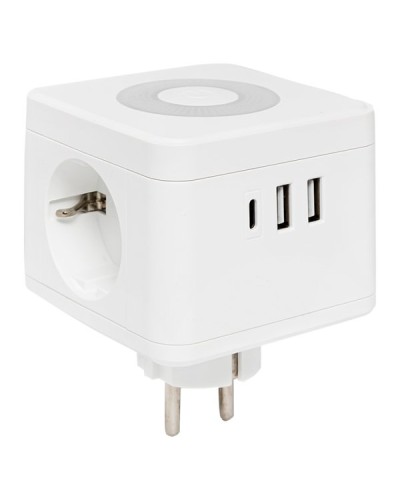 Тройник Куб 2 гнезда 2USB 2,4А+Type C + Ночник. Тройник Куб. EKF в Ростове-на-Дону