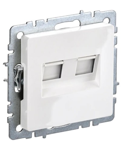 Розетка RJ11+RJ45 РК/Т12-БрБ белая BRITE (BR-KT20-O-1-K01). Розетка двойная. IEK в Ростове-на-Дону