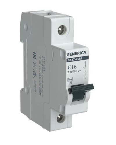 GENERICA ВА47-29М 1P C 16А 4,5кА (MVA21-1-016-C-G). Автоматический выключатель. IEK в Ростове-на-Дону