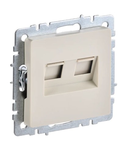 Розетка RJ45 РК10-2-БрКр кат.5E, бежевый BRITE (BR-K20-1-K10). Розетка компьютерная двойная. IEK в Ростове-на-Дону