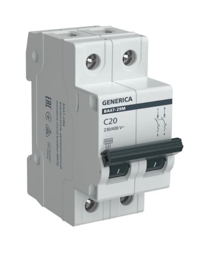 GENERICA ВА47-29М 2P C 20А 4,5кА (MVA21-2-020-C-G). Автоматический выключатель. IEK в Ростове-на-Дону