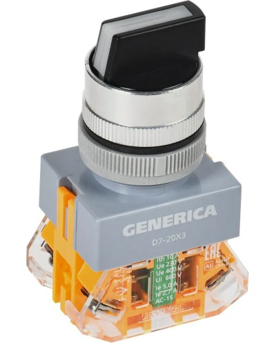 Переключатель D7-20X3 на 3 положения черный GENERICA (BSW50-20X3-3-21-3-K02-G). Переключатель. IEK в Ростове-на-Дону