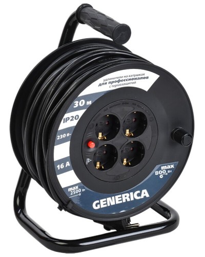 УК20 4 места 2P+PE, 20м GENERICA (WKP20-16-04-20-G). Удлинитель на катушке с термозащитой, 3х1,5кв.мм. IEK в Ростове-на-Дону