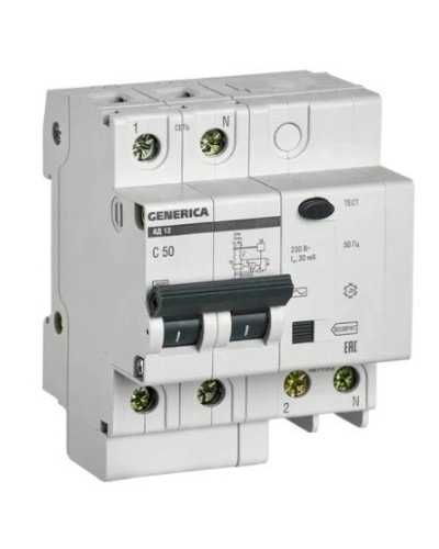 GENERICA АД12 2Р 50А 30мА (MAD15-2-050-C-030). Автоматический выключатель дифференциального тока. IEK в Ростове-на-Дону