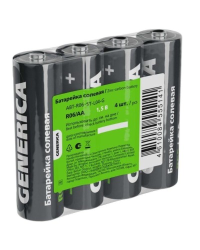 Батарейка солевая R06/AA GENERICA (4 шт) (ABT-R06-ST-L04-G). Батарейка солевая. IEK в Ростове-на-Дону