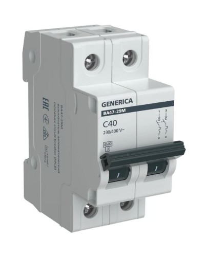 GENERICA ВА47-29М 2P C 40А 4,5кА (MVA21-2-040-C-G). Автоматический выключатель. IEK в Ростове-на-Дону