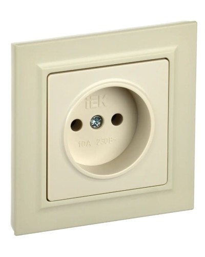 Розетка без з/к в сборе РСР10-1-0-БрКр бежевый BRITE (BR-R10-10-K10-F). Розетка без заземления без защитных шторок. IEK в Ростове-на-Дону