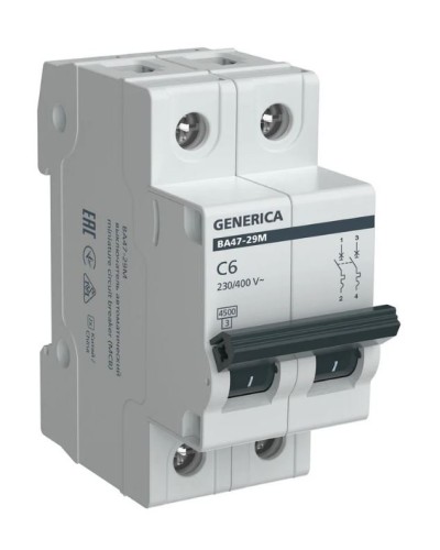 GENERICA ВА47-29М 2P C 6А 4,5кА (MVA21-2-006-C-G). Автоматический выключатель. IEK в Ростове-на-Дону