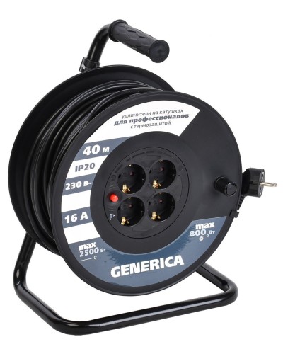 УК40 4 места 2P+PE, 40м GENERICA (WKP20-16-04-40-G). Удлинитель на катушке с термозащитой, 3х1,5кв.мм. IEK в Ростове-на-Дону
