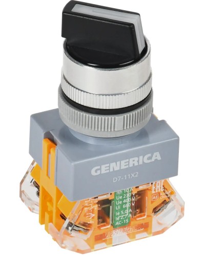 Переключатель D7-11X2 на 2 положения черный GENERICA (BSW50-11X2-3-21-2-K02-G). Переключатель. IEK в Ростове-на-Дону
