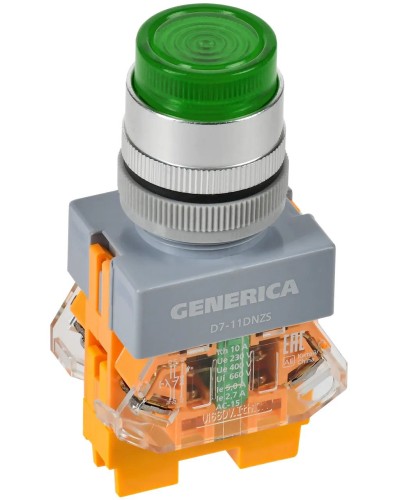 Кнопка D7-11DNZS d=22мм зеленая GENERICA (BBT50-11DNZS-3-11-K06-G). Кнопка управления с подсветкой и фиксацией. IEK в Ростове-на-Дону