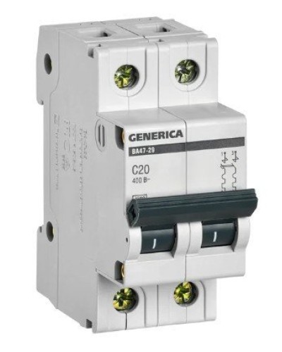 GENERICA ВА47-29 2P C 20А 4,5кА (MVA25-2-020-C). Автоматический выключатель. IEK в Ростове-на-Дону