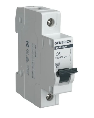 GENERICA ВА47-29М 1P C 6А 4,5кА (MVA21-1-006-C-G). Автоматический выключатель. IEK в Ростове-на-Дону