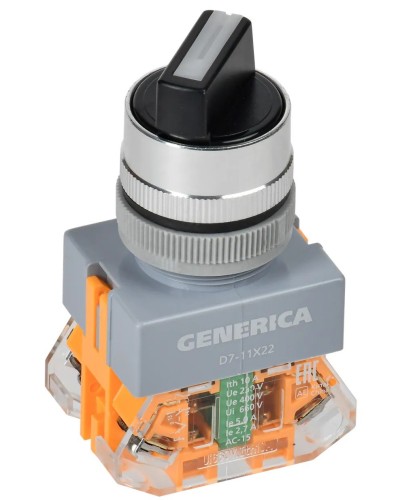 Переключатель D7-11X22 на 2 положения черный GENERICA (BSW50-11X22-3-22-2-K02-G). Переключатель с самовозвратом. IEK в Ростове-на-Дону