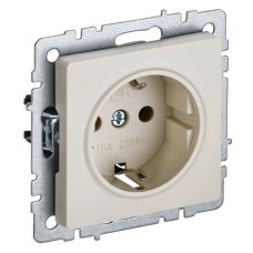 Розетка без з/к РС11-1-0-БрКр бежевый BRITE (BR-R11-16-K10). Розетка без заземления без защитных шторок. IEK