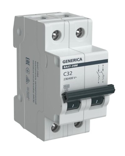 GENERICA ВА47-29М 2P C 32А 4,5кА (MVA21-2-032-C-G). Автоматический выключатель. IEK в Ростове-на-Дону