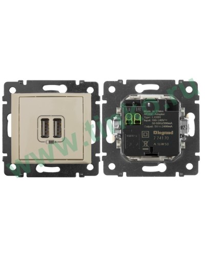 Розетка Valena двойная, USB, слоновая кость (774170). Розетка. LegranD в Ростове-на-Дону