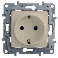 Розетка 2К+З со шторками ETIKA, слоновая кость (672322). Розетка. LegranD