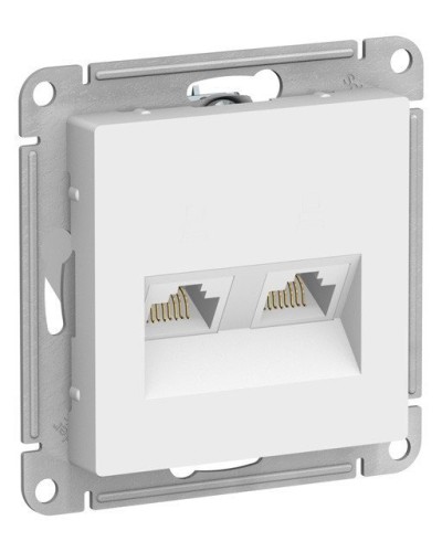 AtlasDesign розетка RJ45+RJ45, 2-местная, скрытой установки, механизм, белый (ATN000185). Розетка компьютерная. Systeme Electric в Ростове-на-Дону