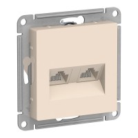 AtlasDesign розетка RJ45+RJ45, 2-местная, скрытой установки, механизм, бежевый (ATN000285). Розетка компьютерная. Systeme Electric