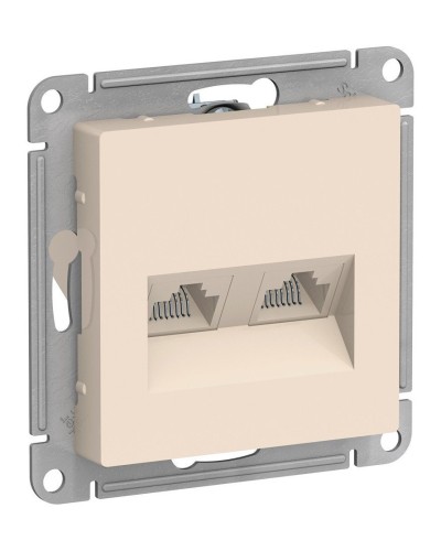AtlasDesign розетка RJ45+RJ45, 2-местная, скрытой установки, механизм, бежевый (ATN000285). Розетка компьютерная. Systeme Electric в Ростове-на-Дону