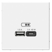 ArtGallery розетка USB тип-A+C 45Вт, скрытой установки, механизм, белый (GAL000129). Розетка USB. Systeme Electric