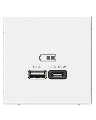 ArtGallery розетка USB тип-A+C 45Вт, скрытой установки, механизм, белый (GAL000129). Розетка USB. Systeme Electric в Ростове-на-Дону