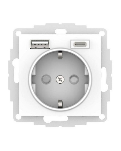 AtlasDesign розетка 1-местная с 2 USB A+C, скрытой установки, механизм, белый (ATN000132). Розетка с USB. Systeme Electric в Ростове-на-Дону