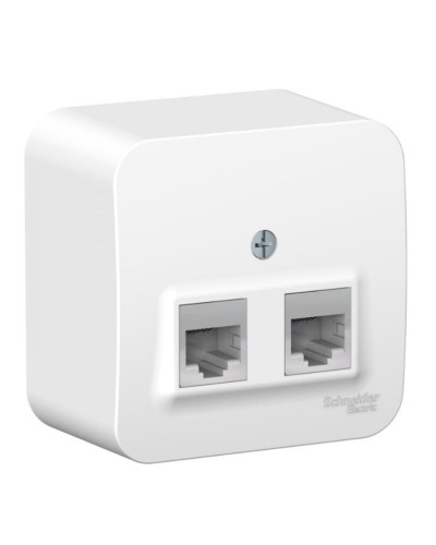 BLANCA розетка RJ11+RJ45, 2-местная, кат. 5Е, открытой установки, белый (BLNIA045111). Розетка компьютерная + телефонная с изолированной пластиной. Systeme Electric в Ростове-на-Дону