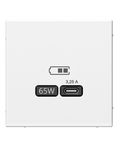 ArtGallery розетка USB тип-С 65Вт высокоскоростной заряд. QC, PD, скрытой установки, механизм, белый (GAL000127). Розетка USB. Systeme Electric в Ростове-на-Дону