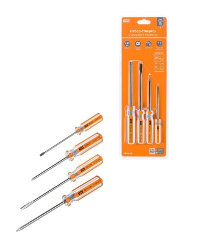 Набор отверток 4шт.: SL3x75, SL5х100, PH1х75, PH2х100, блистер, CS Гранит TDM (SQ1013-0101). Набор отверток. TDM ЕLECTRIC в Ростове-на-Дону