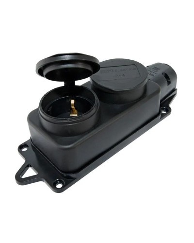 Розетка двухместная 2Р+РЕ 16А 250В IP44 (SQ0612-0010). Розетка двухместная с заглушками каучук. TDM ЕLECTRIC в Ростове-на-Дону