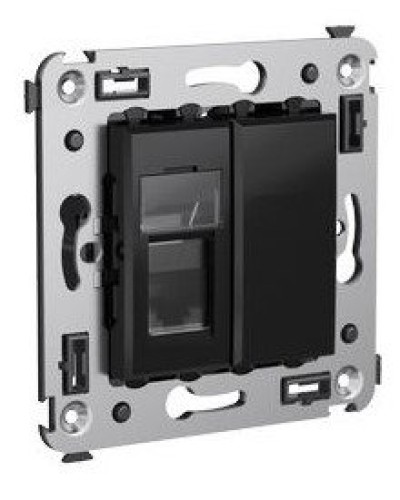 Розетка RJ-45 в стену Avanti одинарная черный квадрат (4402463). Розетка компьютерная. ДКС в Ростове-на-Дону