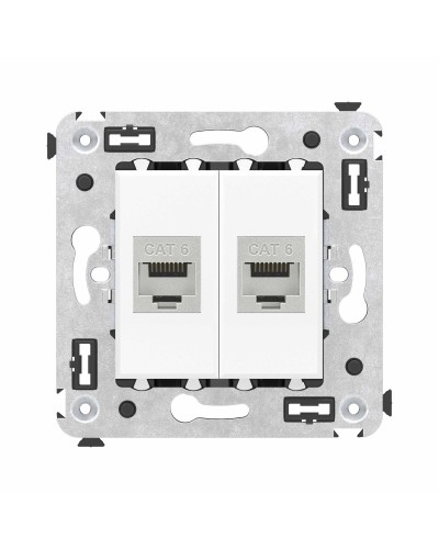 Розетка RJ-45 в стену, кат.6E, Avanti, двойная, белое облако (4400794). Розетка компьютерная модульная. ДКС в Ростове-на-Дону