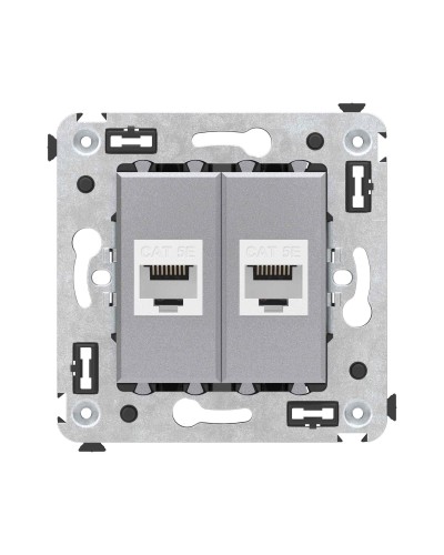Розетка RJ-45 в стену, кат.5E, Avanti, двойная, закаленная сталь (4404664). Розетка компьютерная. ДКС в Ростове-на-Дону