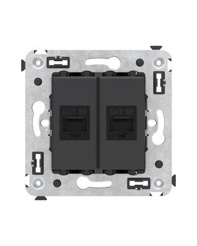 Розетка RJ-45 в стену, кат.5E, Avanti, двойная, черный матовый (4412664). Розетка компьютерная. ДКС в Ростове-на-Дону
