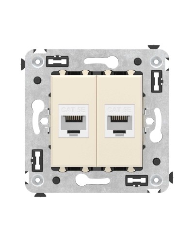 Розетка RJ-45 в стену, кат.5E, Avanti, двойная, ванильная дымка (4405664). Розетка компьютерная. ДКС в Ростове-на-Дону