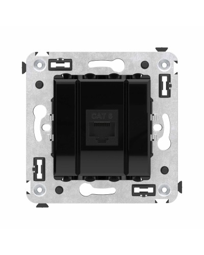 Розетка RJ-45 в стену, кат.6E, Avanti, одинарная, черный квадрат (4402693). Розетка компьютерная. ДКС в Ростове-на-Дону
