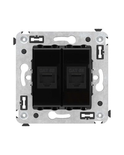 Розетка RJ-45 в стену, кат.5E, Avanti, двойная, черный квадрат (4402664). Розетка компьютерная. ДКС в Ростове-на-Дону