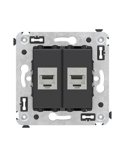 Розетка RJ-45 в стену, кат.6E, Avanti, двойная, черная матовая (4412764). Розетка компьютерная. ДКС в Ростове-на-Дону