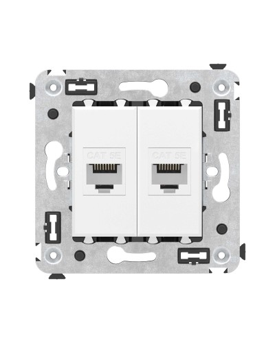 Розетка RJ-45 в стену, кат.5E, Avanti, двойная, белое облако (4400664). Розетка компьютерная. ДКС в Ростове-на-Дону