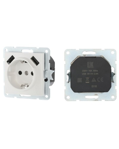 Розетка с з/к + 2xUSB разъема, 2А, белый LK60 (868004-1). Розетка. Экопласт в Ростове-на-Дону