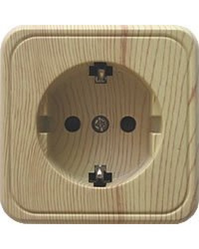 Розетка одинарная открытой установки с з/к, сосна, LK Standard (813225). Розетка с заземляющими контактами и защитными шторками. Экопласт в Ростове-на-Дону