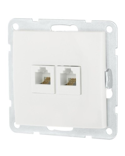 Розетка телефонная двойная 2xRJ-12 с накладкой, белый LK60 (865604-1). Розетка телефонная. Экопласт в Ростове-на-Дону