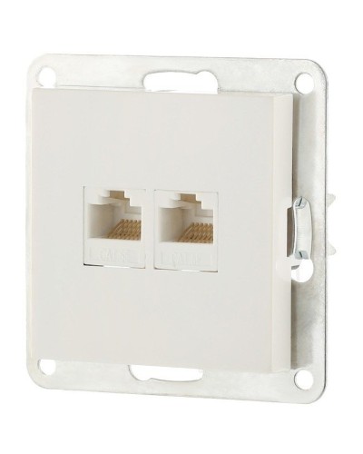 Розетка 2xRJ-45 кат.5е с накладкой, белый LK80 (846204-1). Розетка компьютерная двойная. Экопласт в Ростове-на-Дону